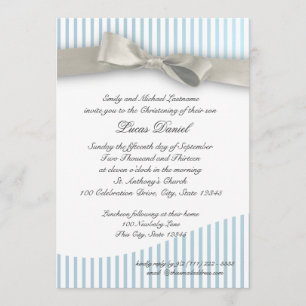 Convites Baby Christening Pinstripe com Arco