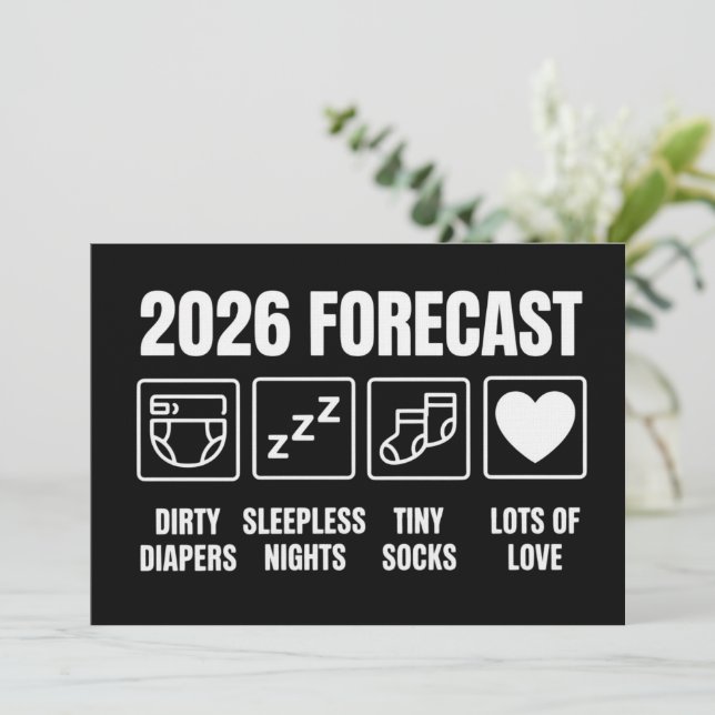 Convites Baby Coming Soon 2026 Forecast Baby Shower Funny  (Em pé/Frente)