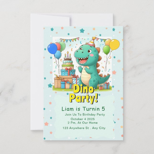 Convites Baby Dino invitation Card! (Frente)