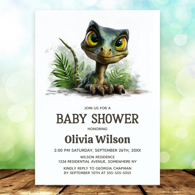 Convites Baby Dinosaur Baby Shower Invitation (Criador carregado)
