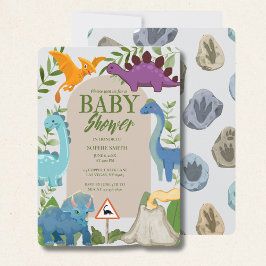 Convites Baby Dinosaurs, Volcano, T-Rex Baby Shower 