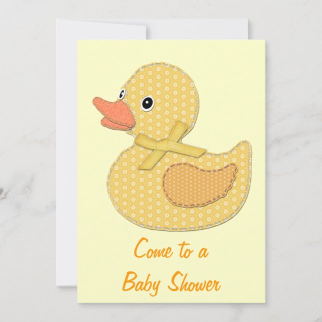 Convites Baby Duck Applique Yellow, venha ao Chá (Frente)