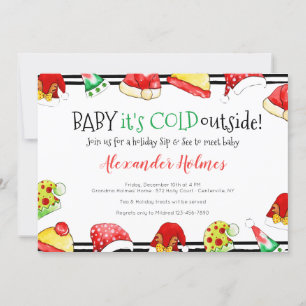 Convites Baby é Fold Outside Holiday Sip and See
