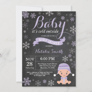 Convites Baby É Frio Lá Fora Menina Shower de Bebê de Inver