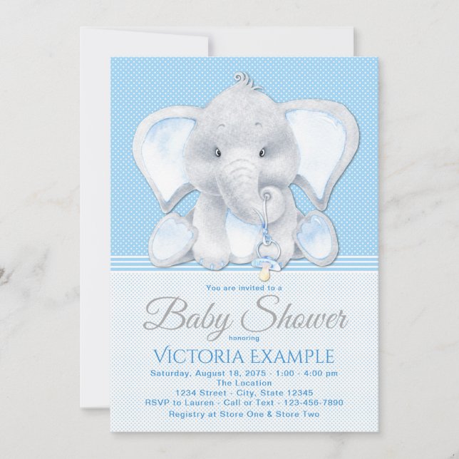 Convites Baby Elephant Baby Shower Invants (Frente)