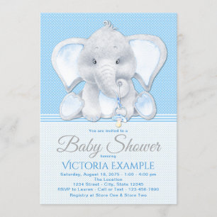 Convites Baby Elephant Baby Shower Invants