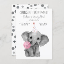 Baby Elephant black and white Birday