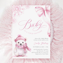 Baby Está Frio Lá Fora Chuveiro de Bebê Urso Rosa