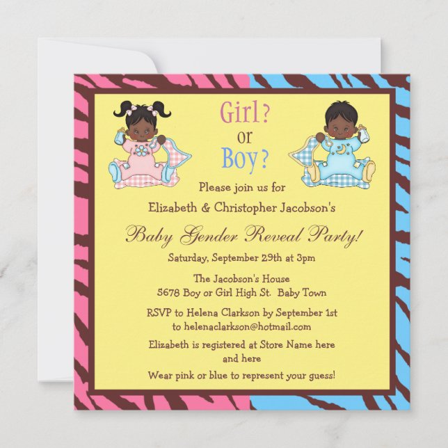 Convites Baby Gender Reveal African American Baby (Frente)