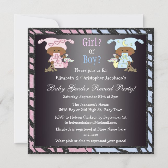 Convites Baby Gender Reveal African American Baby (Frente)