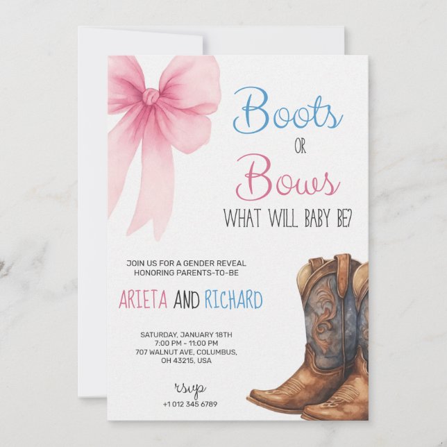 Convites Baby gender reveal Invitation card  (Frente)