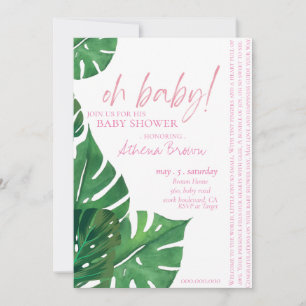 Convites Baby Gir, Chá de fraldas Floral Tropical de Citaçã