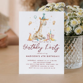 Convites Baby Giraffe and Balloons Party - Aniversário de c