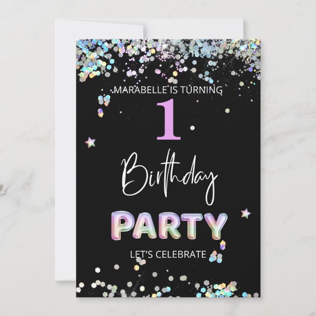 Convites *~* BABY GIRL 1rua Um Primeiro Aniversário do Arco (Frente)