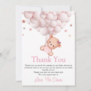 Convites Baby Girl Bear Boho Barly Espera Doce Obrigado