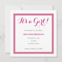 Baby Girl Birth Anunciando Estilo Clássico Rosa A2