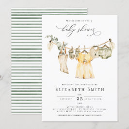 Convites Baby Girl Boho Greenery Chá de fraldas Russo