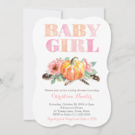 Convites Baby Girl Chá Vintage Rosas Pumpkin