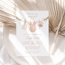 Baby Girl Clothline Blush Pink Boho Chá de fraldas