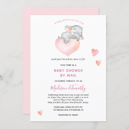 Convites Baby Girl Elephant Chá de fraldas Por Correio
