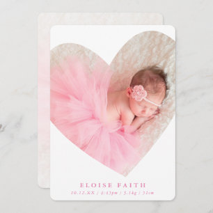 Convites BABY GIRL foto-fofo quadro cardíaco rosa
