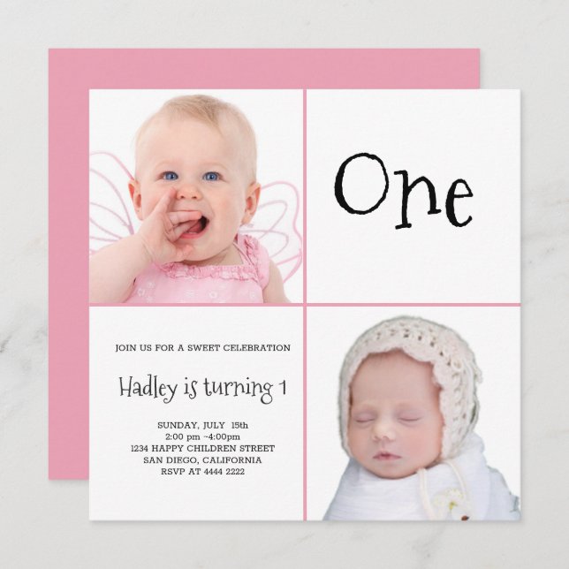 Convites Baby Girl Fotos nonpareils Candy (Frente/Verso)