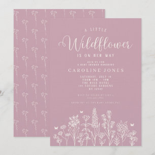 Convites Baby Girl Little Wilflower Pink Chá de fraldas