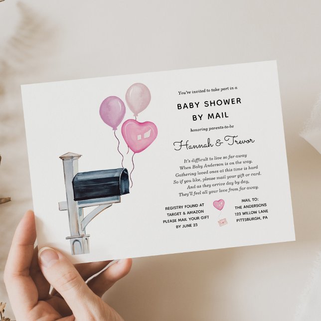 Convites Baby Girl Long Distance Chá por Correio (Criador carregado)