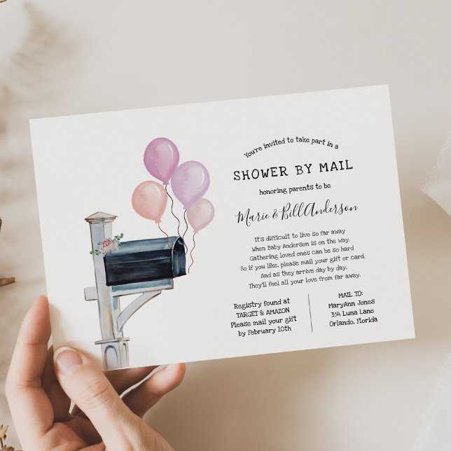 Convites Baby Girl Long Distance Chá por Correio (Criador carregado)