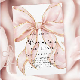 Convites Baby Girl Pink Bow Baby Shower Invitation