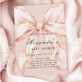 Convites Baby Girl Pink Bow Baby Shower Invitation