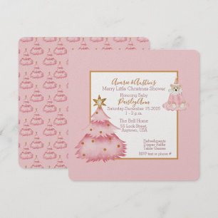 Convites Baby Girl Pink White Christmas Tree Chá