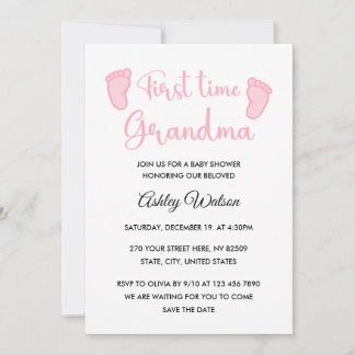 Convites Baby Girl Shower First Time Grandma
