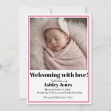 Baby Girl Welcome with Love Card