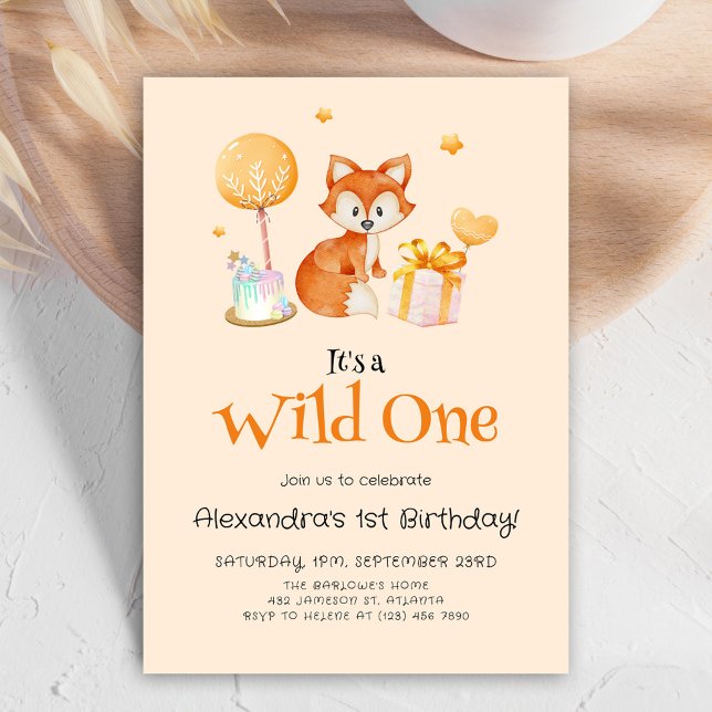 Convites Baby Girl Wild One First Birthday (Baby Girl Wild One First Birthday Invitation)