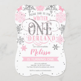 Convites Baby Girl, Winter Onederland primeiro aniversario
