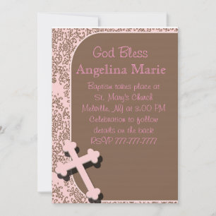 Convites Baby Girls Baptism/Christening Invitations