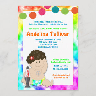 Convites Baby Hippie 60s 70s Groovy Chá de fraldas