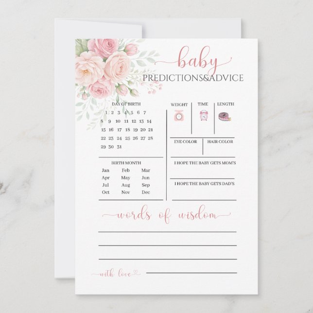 Convites Baby in bloom | baby predictions and advice card (Frente)