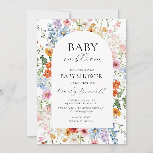 Convites Baby in Bloom Baby Shower Invitation  (Frente)
