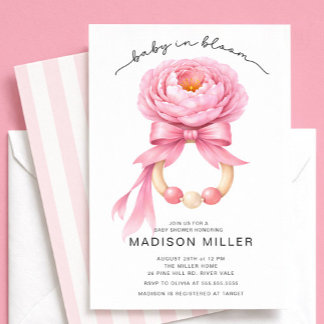 Convites Baby in Bloom Baby Shower Invitation Girl Pink