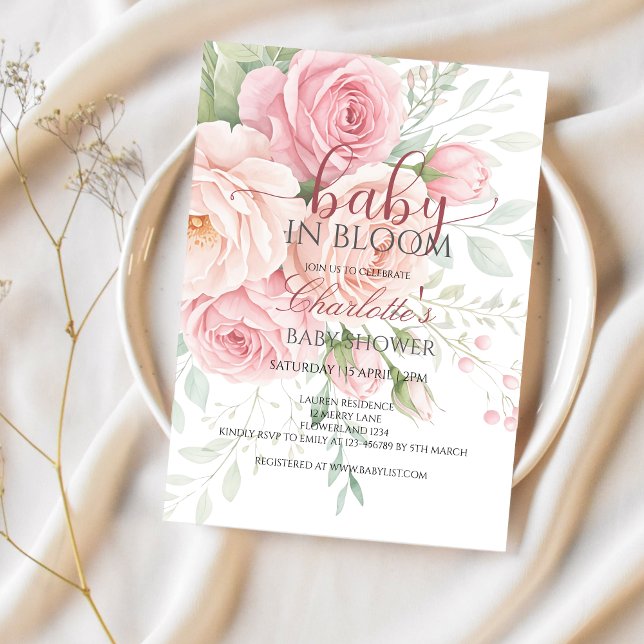 Convites Baby in bloom | baby shower invitation template (Criador carregado)