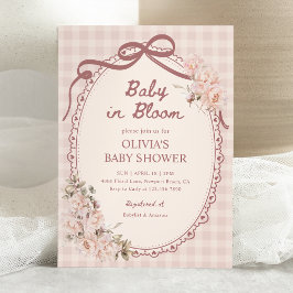 Convites Baby in Bloom Blush Pink Floral Girl Baby Shower
