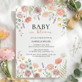 Convites Baby In Bloom Blush & Teal Spring Floral Shower 