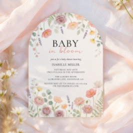 Convites Baby In Bloom Blush Teal Spring Floral Shower Arch