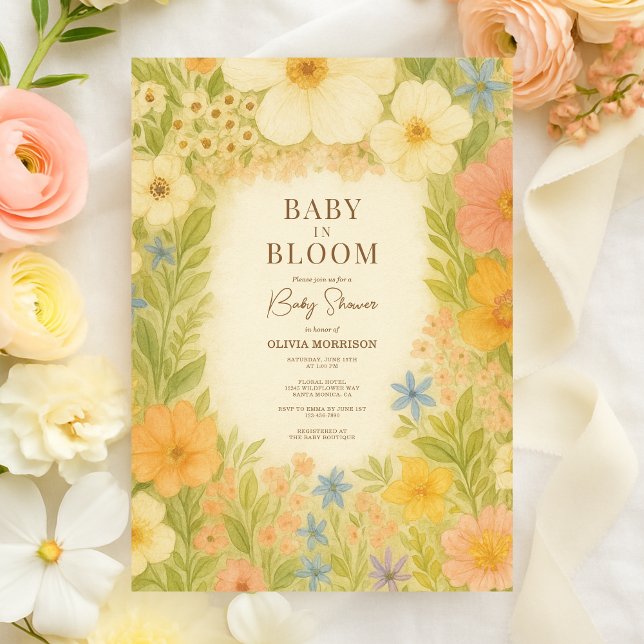 Convites Baby in Bloom Botanical Garden Baby Shower (Criador carregado)