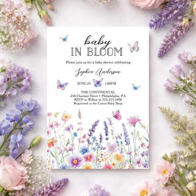 Convites Baby In Bloom Butterfly Garden Baby Shower (Criador carregado)