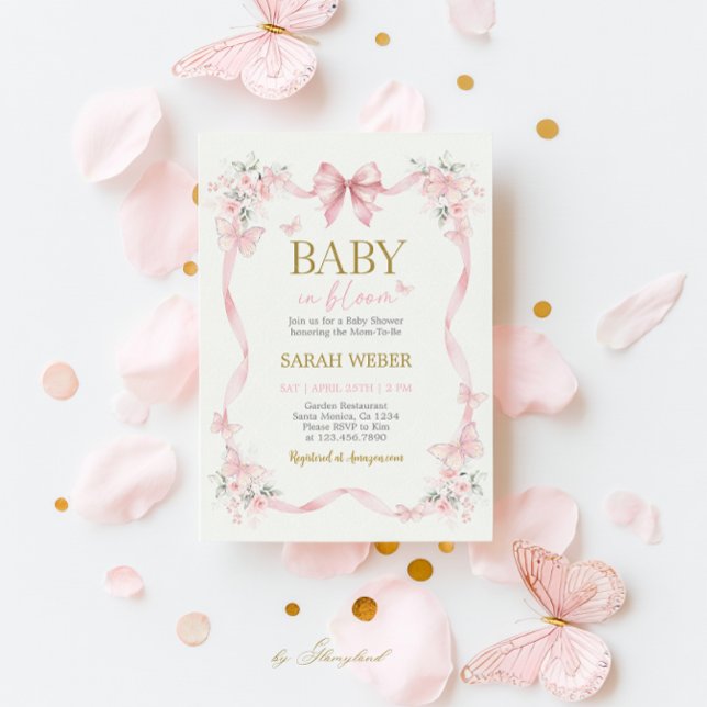 Convites Baby in Bloom Butterfly Wildflower Baby Shower (Criador carregado)