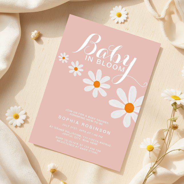 Convites Baby in Bloom Daisy Girl Baby Shower Invitation (Criador carregado)