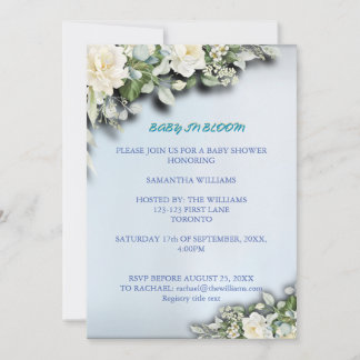 Convites Baby in Bloom Floral Baby Shower Invitation